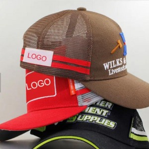 Bordado 3D personalizado 5 paneles fuera de puerta béisbol deportivo tap camionero gorro de malla