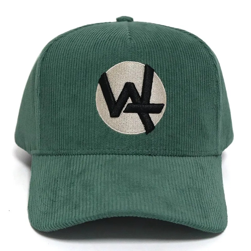 Capa de béisbol de 5 paneles de fábrica de fábrica personalizada hecha a personalizada sombrero de pana de béisbol con bordado 3D logo de bordado de algodón Cabas de invierno